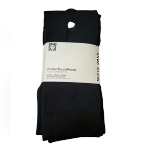 ANNE KLEIN 2 PAIRS BLACK FLEECE LINED TIGHTS